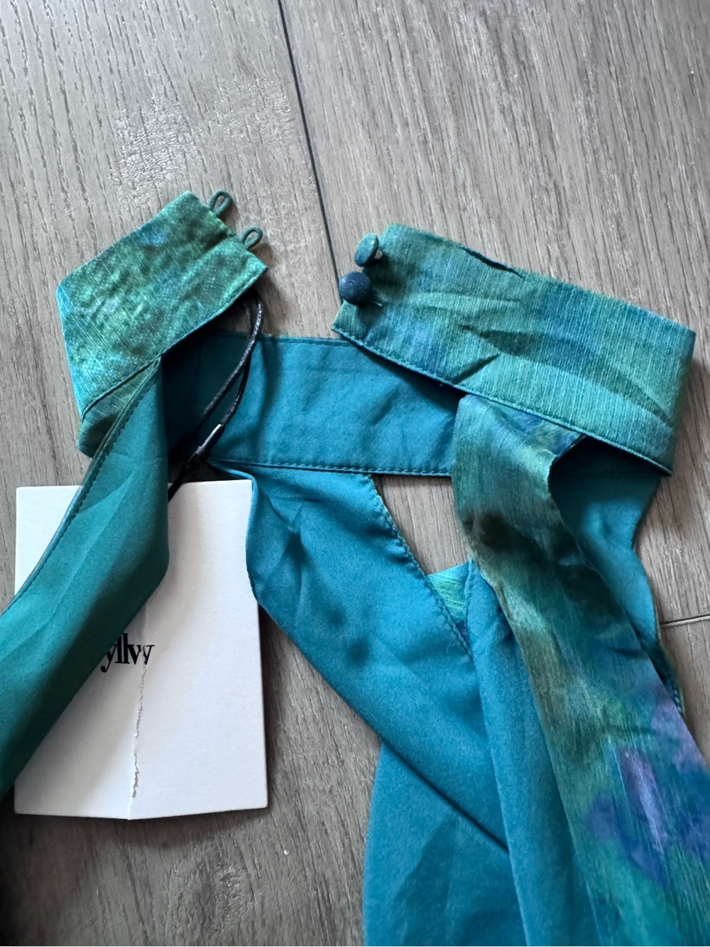 Halter Keyhole Maxi Dress in Green and Blue Marble - Picture 5 of 16